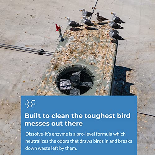 Bird Barrier Dissolve-It Max Enzyme Cleaner - Bird Dropping Cleaner - Dissolves Waste – Treat Affected Areas Before Installing Bird Control Products - Cleans pet stains - 1 Pint Makes 1/2 Gallon - size: 16 Fl Oz (Pack of 1), style: 3:1 Concentrate