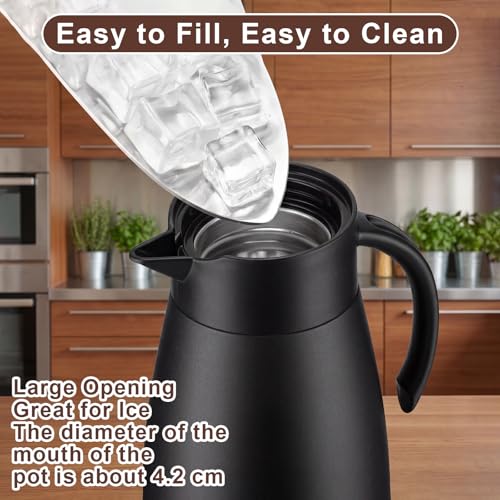 Norme 2 Pcs Thermal Coffee Carafe Creamer, Black, Silver, 34 oz - color: Black, Silver, size: 34 oz
