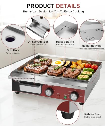 18" Commercial Electric Griddle with 5 Minute Reminder Timer, 1500W - size: 18"