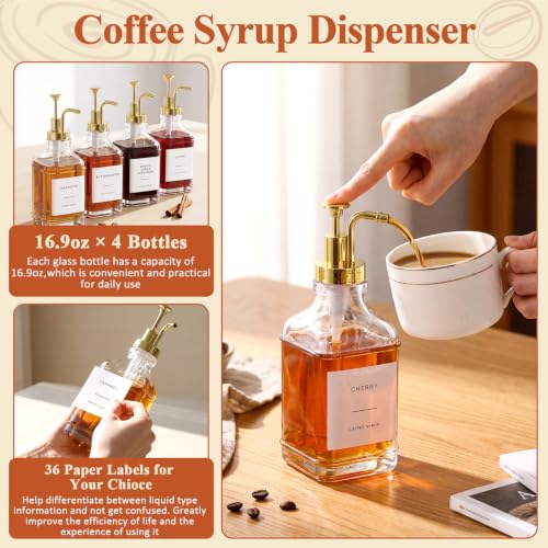 Silifine 11 Pcs 16.9 oz Coffee Syrup Dispenser Set, Square - style: Square