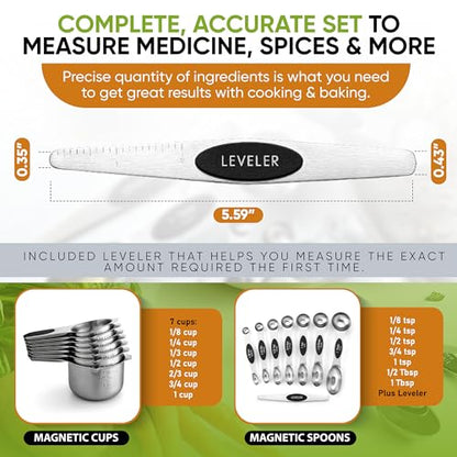 Spring Chef Magnetic Measuring Cups & Spoons Set of 15 with Levelers, Black - color: Black