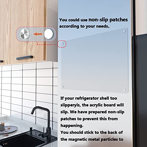 Acrylic Note Board Refrigerator Dry Erase Board Magnetic Clear 15”x11 Includes 4 Dry Erase Markers - size: Magnetic 15“x11”