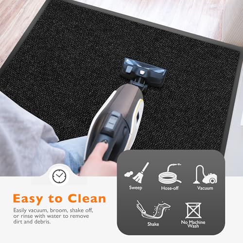 koloko 2ft x 6ft Durable Dirt Trapper Front Door Mat Outside Entrance - color: Black Pebble, size: 2 FT x 6 FT