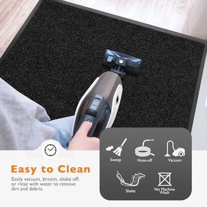 koloko 2ft x 5ft Durable Dirt Trapper Front Door Mat Outside Entrance - color: Black Pebble, size: 2 FT x 5 FT