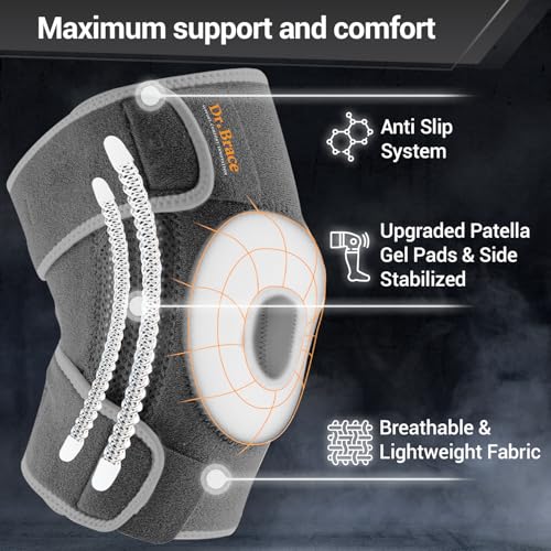 DR. BRACE ELITE Knee Brace with Side Stabilizers & Patella Gel Pads - color: Moon, size: Large