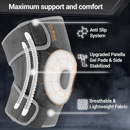 DR. BRACE ELITE Knee Brace with Side Stabilizers & Patella Gel Pads - color: Moon, size: Medium