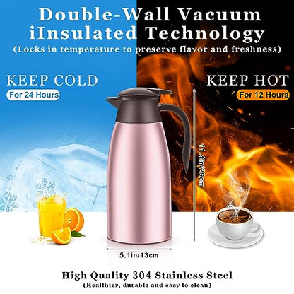 Norme 2 Pcs Thermal Coffee Carafe Creamer, Rose Red, 68 oz - color: Rose Red, size: 68 oz