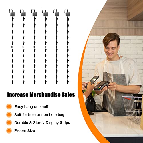 6 Pack Metal Display Merchandising Hanging Strips, 32 inches Retail Metal Strips 72 Clips Rack Display Strips with 6 Head Labels Holder for Clip on Potato Chips Snack1