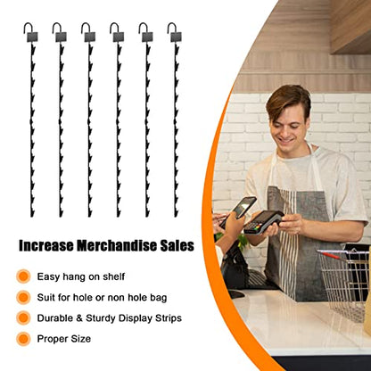 6 Pack Metal Display Merchandising Hanging Strips, 32 inches Retail Metal Strips 72 Clips Rack Display Strips with 6 Head Labels Holder for Clip on Potato Chips Snack1
