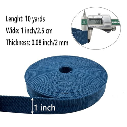 1 Inch Heavy Cotton Webbing 10 Yard Webbing Straps for Bags Handles,Tote Bag Webbing，Cloth Belt,Making Outdoor Supplies - color: Lake Blue
