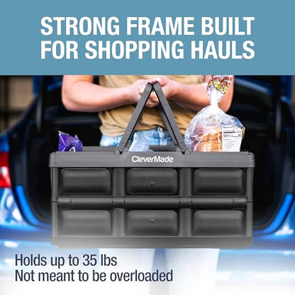 CleverMade Collapsible Baskets With Handles, 32L 3 Pack, 35 lb, Stone - color: Stone, size: 32l - 3 Pack