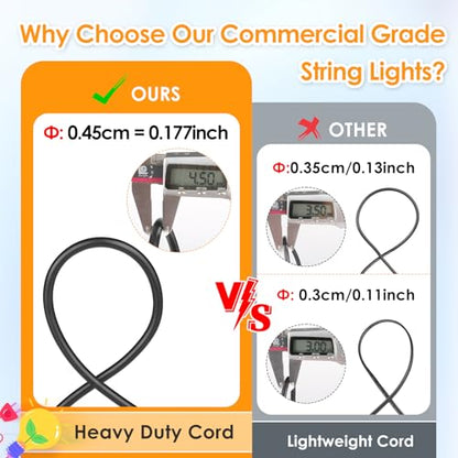 Mlambert 48FT Outdoor Patio RGB Cafe String Lights with Remote, Black - color: Black