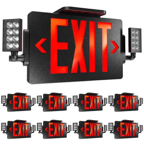 Sunco 8 Pack Black Exit Signs with LED Emergency Lights & Backup Battery