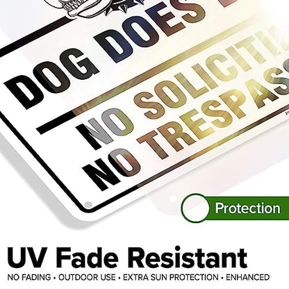 Beware of Dog, Dog Does Bite No Soliciting No Trespassing Sign, 10x14 - size: 10x14 - Aluminum
