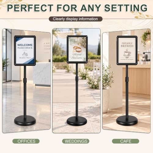 Stand Sign Holder, 8.5x11 Sign Stand for Display, 6-Pack, Black - size: 8.5*11 Chamfer 6Pack