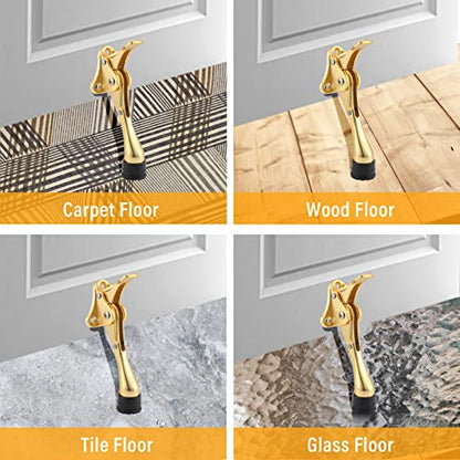 Chumia Heavy Duty Kick Down Door Stopper Metal Doorstop, Gold, 12 Pcs - color: Gold