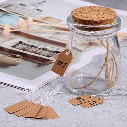 Marking Tags Kraft Price Tags Writable Blank Price Labels Display Label with Elastic Hanging String(Brown,1.02 x 0.47 Inch)