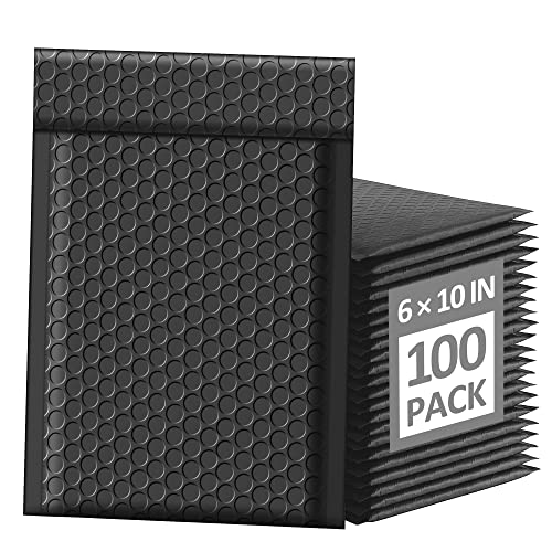 Famagic Bubble Mailers 6x10 Inches 100pc Black Shipping Bags Self Seal Adhesive Padded Envelopes Mailing Bags for Small Business Usable Size 6x9" Small Bubble Poly Mailers Bags - color: Black, size: 6x10 Inches 100pcs