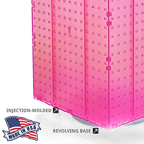 Azar Displays 701414-PNK Rotating Display Stand - 4-Sided Display Racks Peg Display Carousel (14” W x 14” D x 20” H) - Easy Assemble Revolving Display for Retail - Pegboard Organizer, Pink - color: Pink, style: Pegboard only