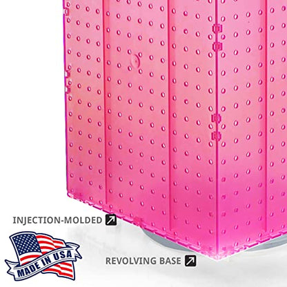 Azar Displays 701414-PNK Rotating Display Stand - 4-Sided Display Racks Peg Display Carousel (14” W x 14” D x 20” H) - Easy Assemble Revolving Display for Retail - Pegboard Organizer, Pink - color: Pink, style: Pegboard only