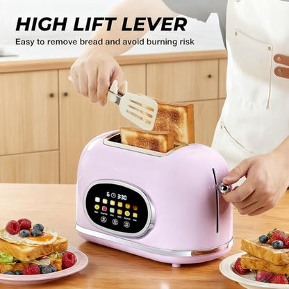 Roter Mond Toaster 2 Slice Touchscreen Stainless Steel, Light Purple - color: Pink