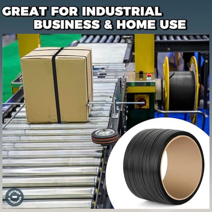 PP Strapping Banding Roll - 1000ft x ½’’ Standard PP Strappings Roll - Banding & Pallet Strap Kit - 400lb Break Strength - Includes Strapping Rolls & Self-Dispensing Box