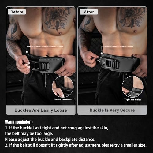 MANUEKLEAR 4-Inche Lever Belt Weightlifting with Heavy Duty Buckle - color: Enigmatic Black, size: M (29-35inches)