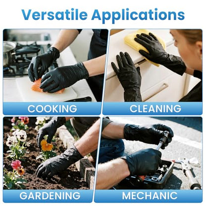 Borje Nitrile Gloves Medium, 1000 Count Disposable Gloves, Black - color: Black of 1000, size: Medium