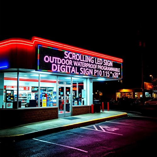 Programmable Scrolling Led sign Outdoor Digital Open Neon P10 115''x20'' - size: P10 115''X20''