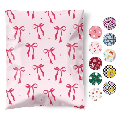 Fuxury Poly Mailers 10x13" 50pcs,Cute Shipping Bags for Clothes,Pink Bows - color: Pink Bows, size: 10x13" 50pcs