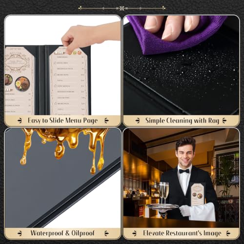 10pcs 2 Page Restaurant Menu Covers 4.25 x 11" with PVC Cover - size: 10 pcs/4.25 x 11"/2 views