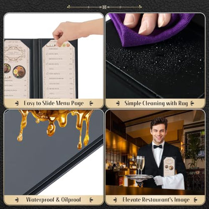 10pcs 2 Page Restaurant Menu Covers 4.25 x 11" with PVC Cover - size: 10 pcs/4.25 x 11"/2 views
