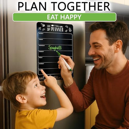 Weekly Dinner Planner for Fridge 8.5x12 Black Fridge Meal Planner Magnet - size: Black 8.5"W x 12"H