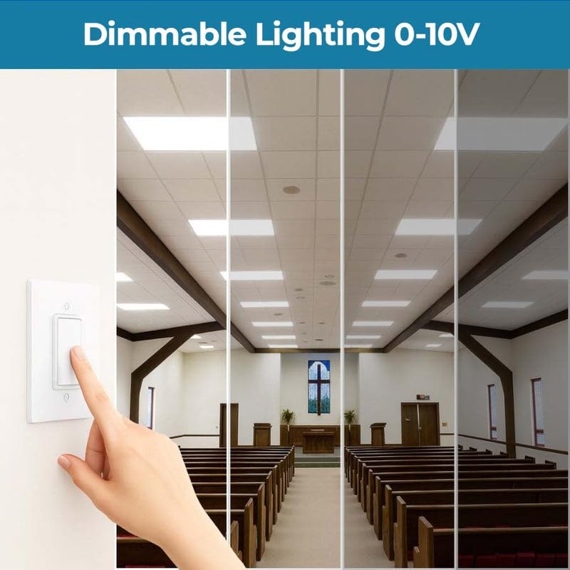 6 Pack 2x2 LED Flat Panel Light for Drop Ceiling, 5200lm Selectable 20W/25W/30W/35W/40W, Color Temperature 3000K/3500K/4000K/5000K/6500K, 0-10V Dimmable, 120-277V, ETL - size: 2x2 5CCT 6 Pack