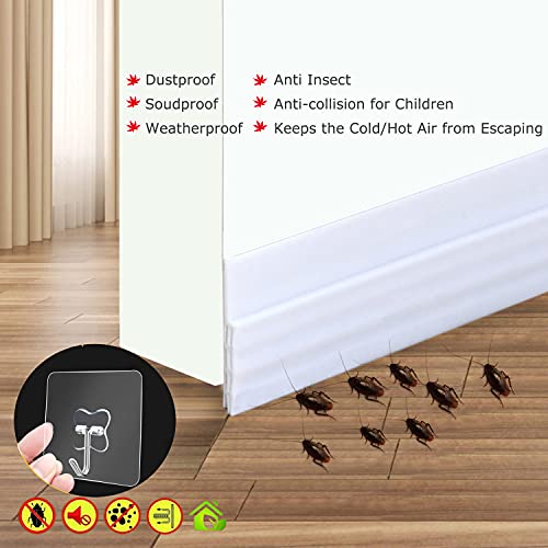 Door Draft Stopper Door Sweep Weather Stipping - Camel Home Self Adhesive Door Seal Soundproof Under Door Bottom Seal Strip Rubber Energy Saver Insulasion Weatherproof, 2" W X 39" L (White) - color: White1