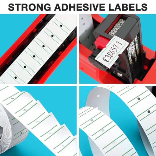 30 Rolls 15000pcs White Price Gun Labels for Mx-5500 Labeller White Pricemarker Stickers Plus 3 Piece Refill Ink Rolls (Green Lines) - color: Green Lines