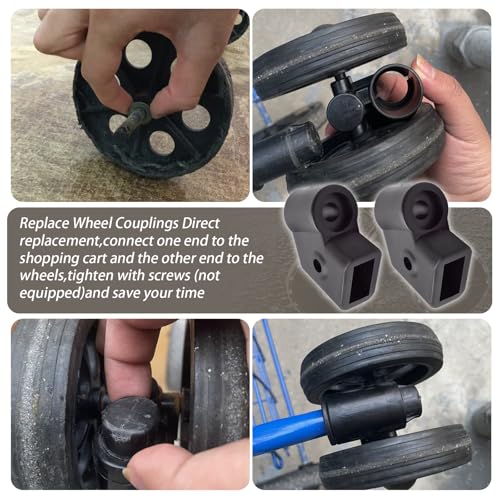 2Pcs Shopping Cart Wheel Coupling,Black,Deformation Resistance