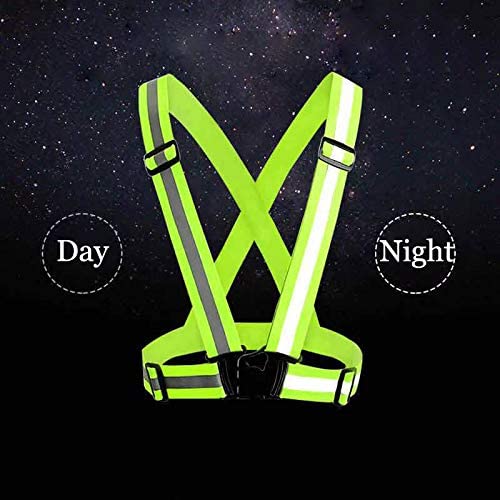 Reflective Safety Vest 2pcs - High Visibility Vest Adjustable Straps for Outdoor Jogging, Cycling, Walking and Riding - color: Green