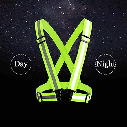 Reflective Safety Vest 2pcs - High Visibility Vest Adjustable Straps for Outdoor Jogging, Cycling, Walking and Riding - color: Green