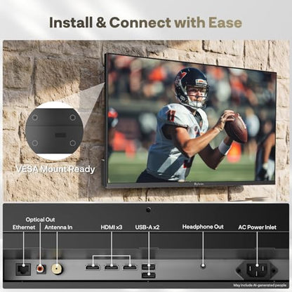 SYLVOX Outdoor TV, 43 inch Full Sun TV 2000 nits, Ultra-Narrow Bezel - size: 43-inch, style: Frameless Pro