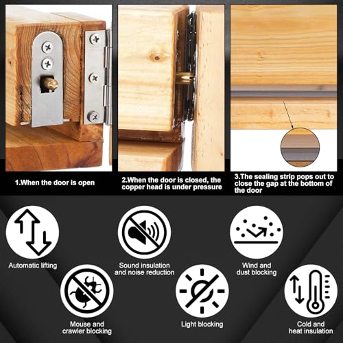 Yaocom 2 Pack 36 Inch Automatic Door Bottom Seal 9/16''w x 36''l x 1-3/8''h Aluminum Automatic Door Sweep