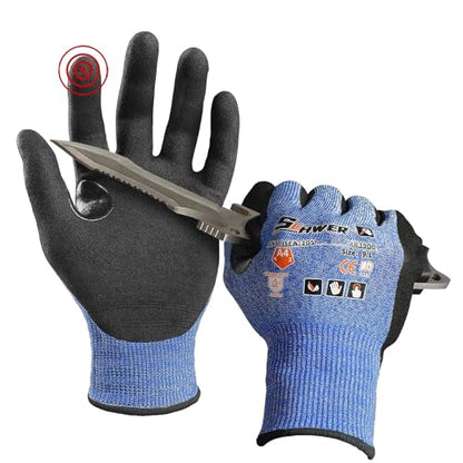 Schwer A4 AIR-SKIN Cut Resistant Work Gloves, Ultra Lightweight, AR3900, S - color: Blue, size: Small