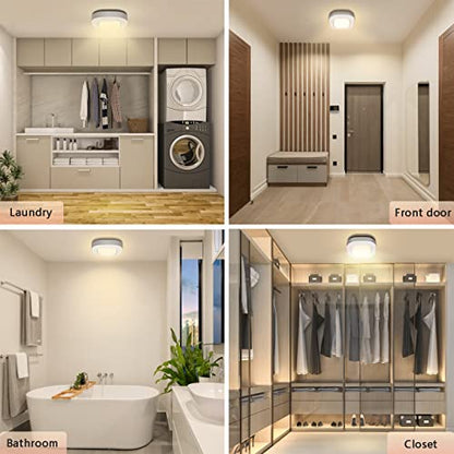 Motion Sensor LED Ceiling Light Battery Operated, Wireless 300LM Indoor - color: Warm White