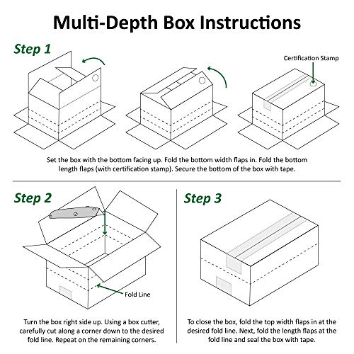 Boxes Fast BFMD121218 Multi-Depth Cardboard Shipping Boxes, 12" x 12" x 18", Pre-Scored, Single Wall Corrugated, Kraft (Pack of 25)