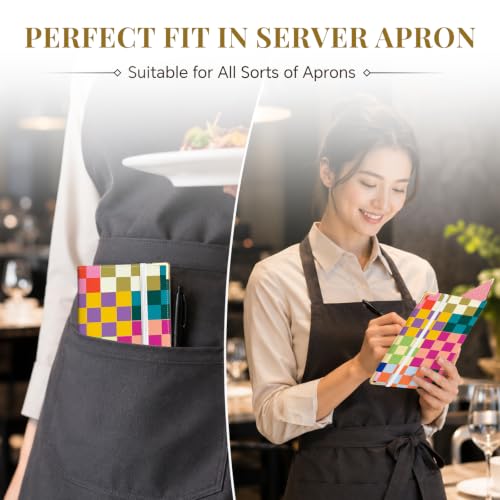Server Book,7 Pocket Zipper Organizer,Server Books for Waitress - color: Checkered2