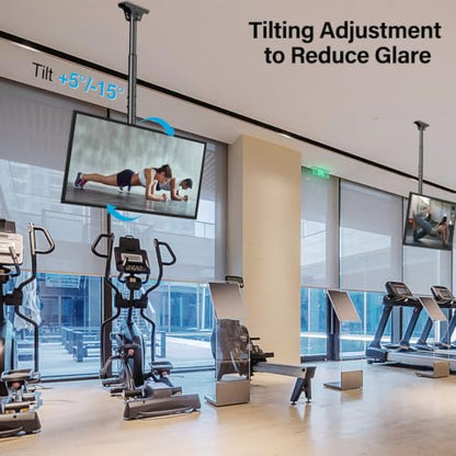 MOUNTUP Ceiling TV Mount for 40-75 Inch Flat Curved TVs, 360° Rotation Heavy Duty Articulating Pole with 99 lbs Capacity, Max VESA 600x400mm, Adjustable Height Ceiling Mount for Restaurant/Office - size: Height 60.6'', Indoor
