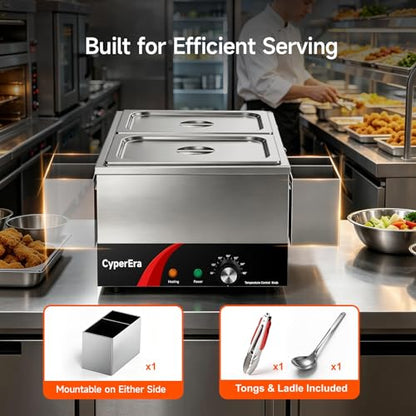 2Pan Commercial Food Warmer, 19QT Buffet Servers and Warmers 1200W