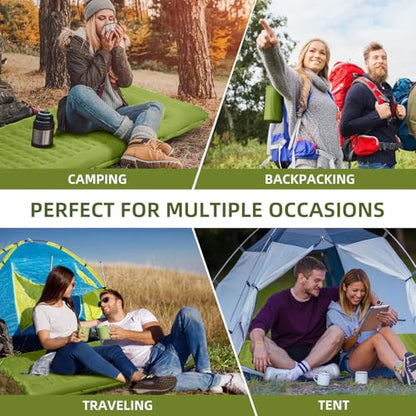 FNARMW Camping Sleeping Pad, Extra Thick 5 Inch Camping Mat with Pillow Built-in Foot Pump Inflatable Sleeping Pads Compact for Camping Backpacking Hiking Traveling Tent（Military Yellow） - color: Military Yellow