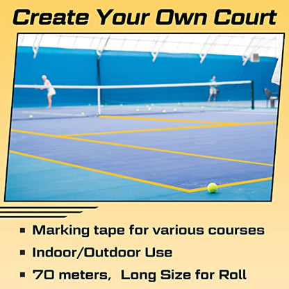 Amylove 230 ft Outdoor Court Tape, 2 in Adhesive for Basketball, Yellow, PE - color: Yellow