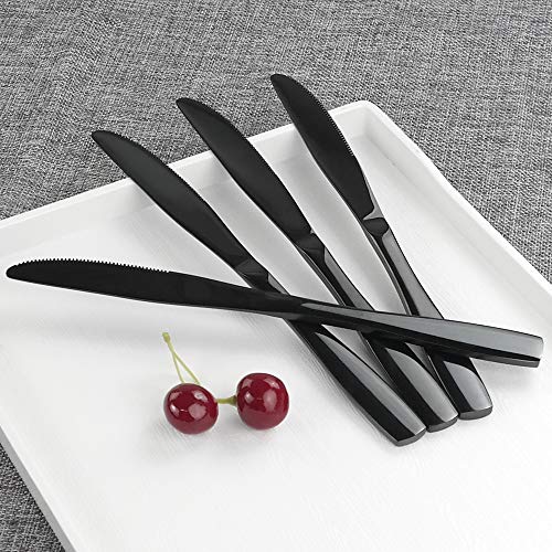 Teyyvn 16-Piece Black Stainless Steel Dinner Knives, Cutlery Table Knives